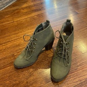 Army Green color Restricted lace up Booties